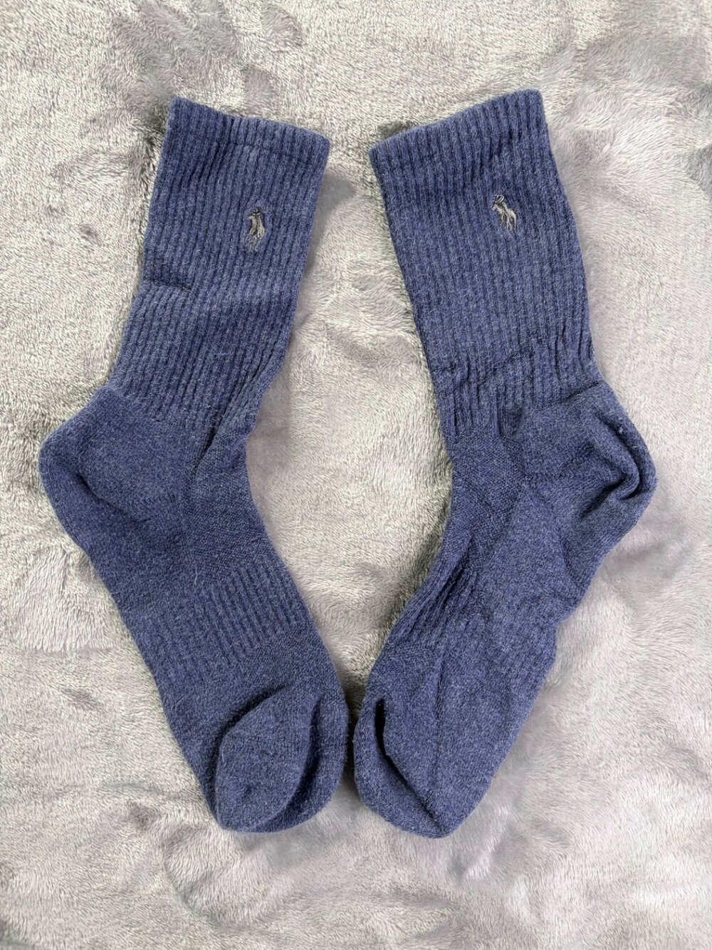 Polo Ralph Lauren Embroidered Pony Ribbed Crew Socks Mens Blue One OS knit leg